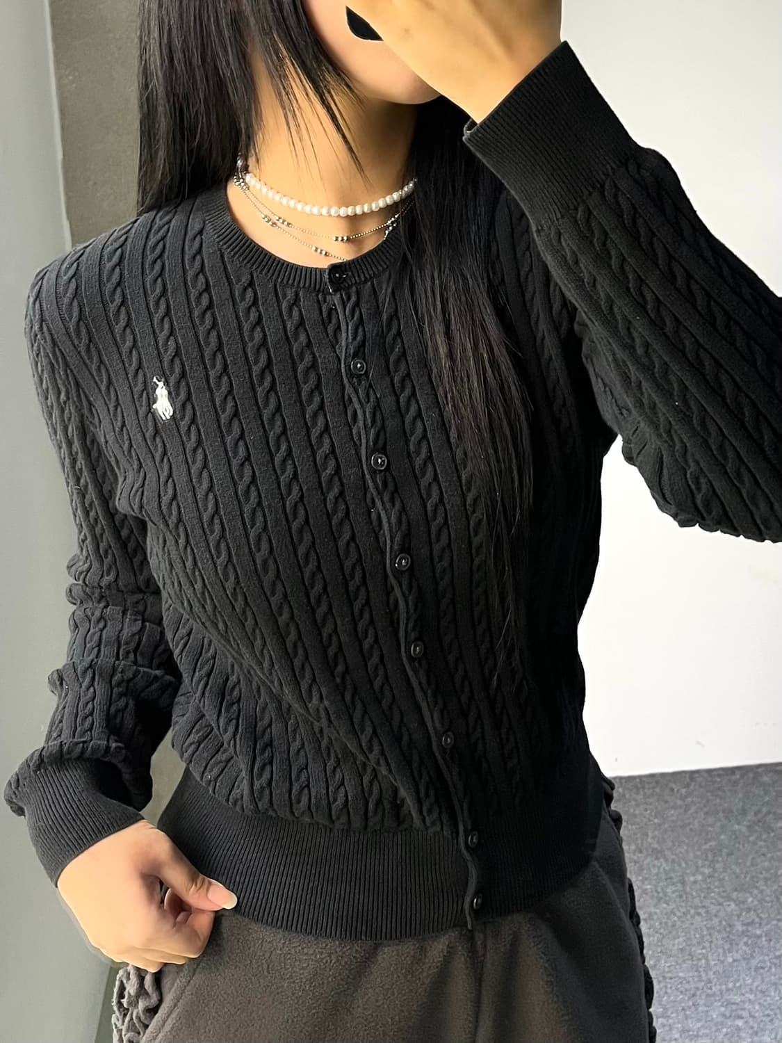 폴로 랄프 로렌 QR 라벨 케이블 가디건 상품이미지2