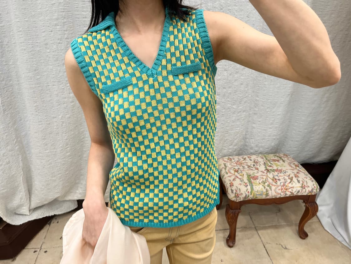 Checker breeze knit vest 상품이미지3