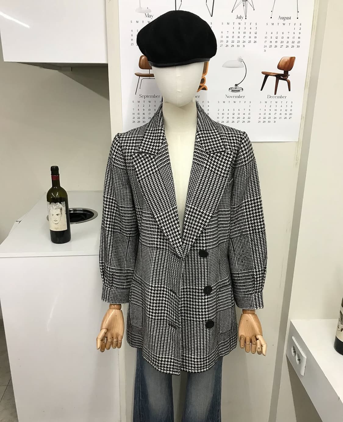 입생로랑 울 하운드체크 하프 코트 상품이미지8