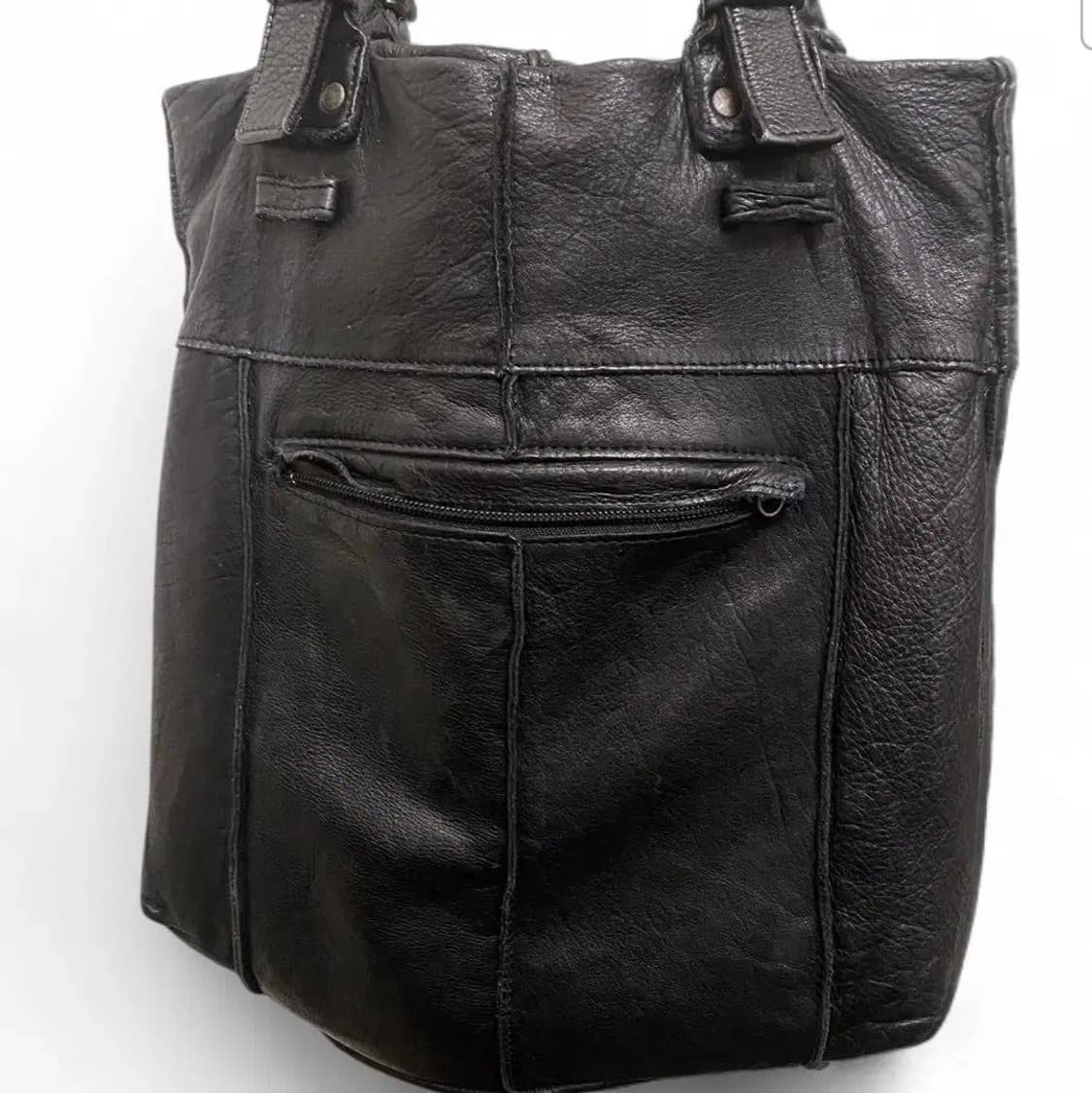 벨티드 숄더 소가죽 토트백 y2k 릭 또는 요지 스타일 토트백 상품이미지3