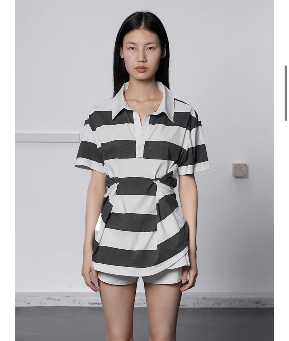 cerric stripe button top, charcoal  상품이미지2