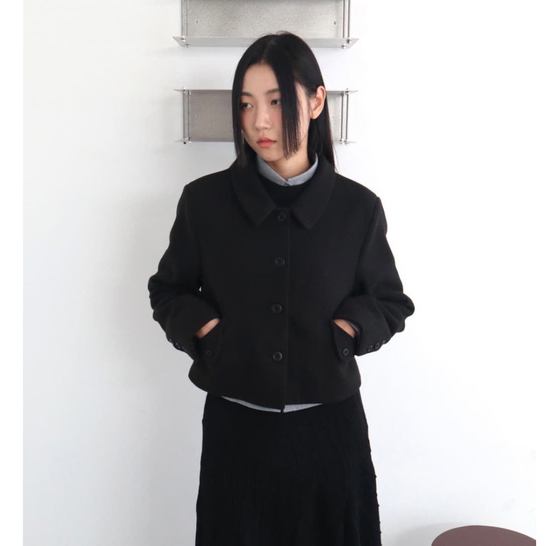 김미(지그재그) 울 자켓 블랙 상품이미지1