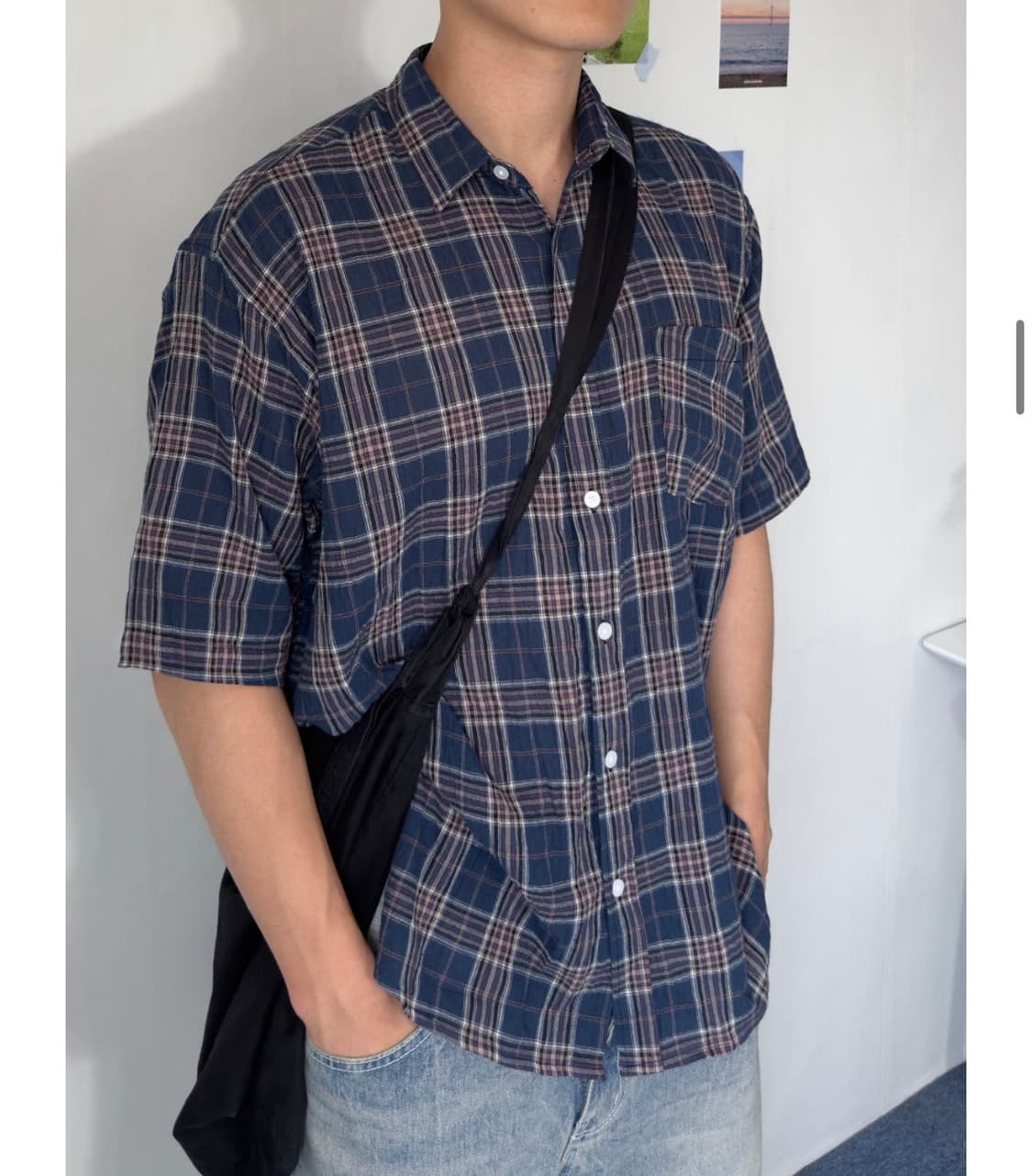빈티지 체크 반팔셔츠 (택포가격) 상품이미지2