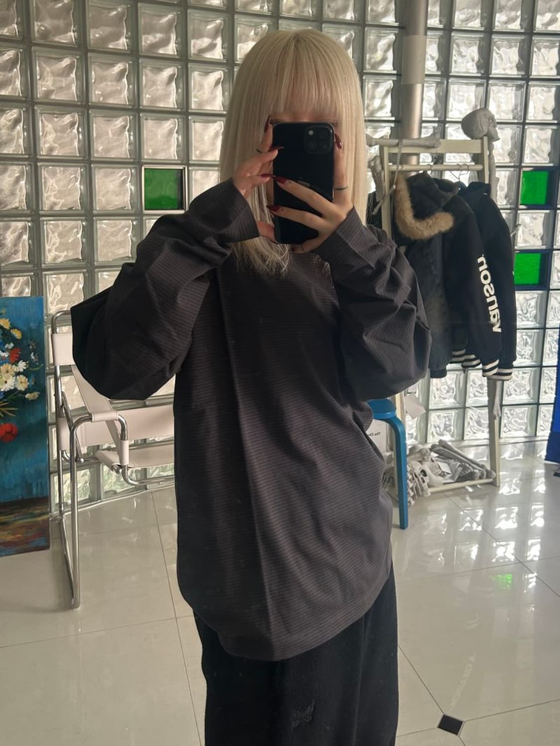 CREW NECK LS TEE 크루넥 긴팔 티셔츠 상품이미지1