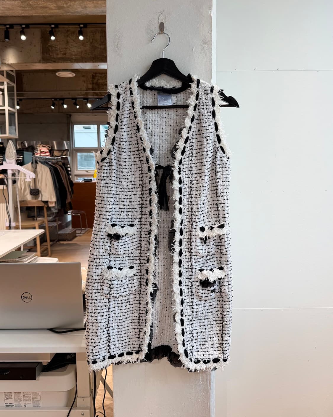 샤넬 화이트 05s 트위드 롱 베스트 자켓  상품이미지2