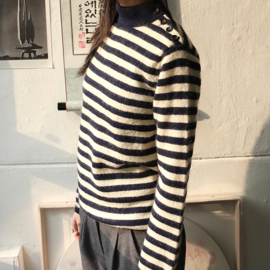 꼼데가르송 멀티 버튼 스트라이프 니트 상품이미지1