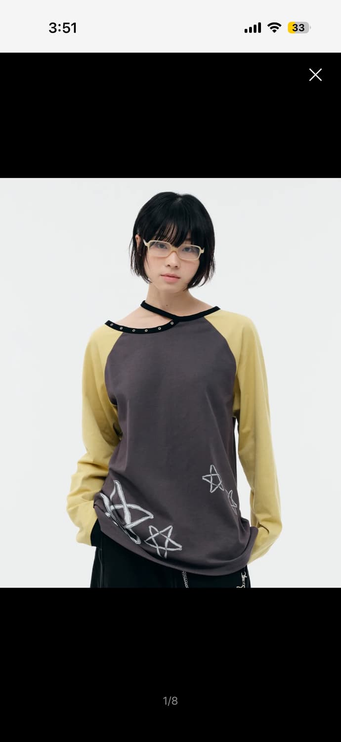 뚜오미오 cut out star long sleeves charcoal 상품이미지1
