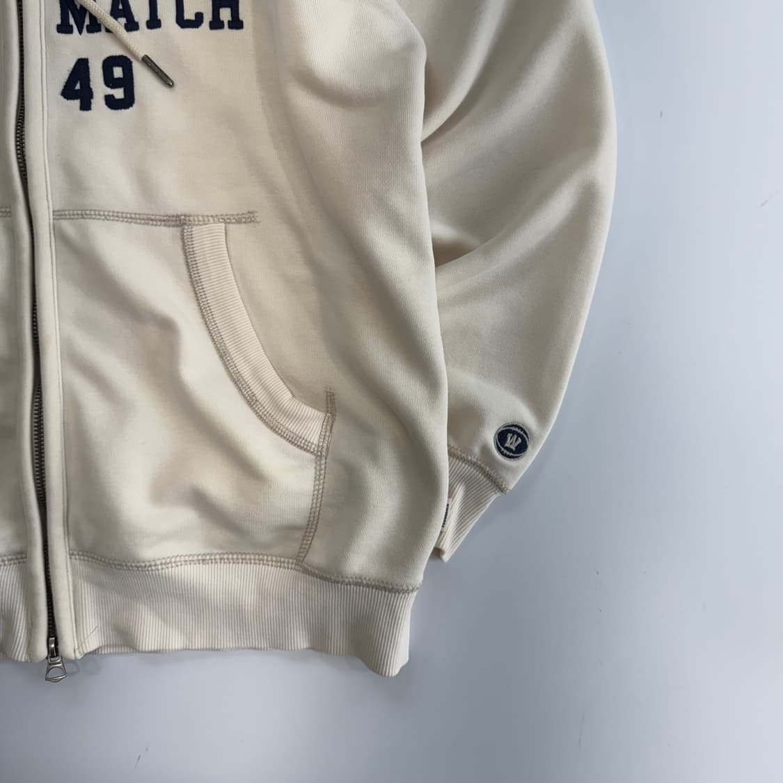 Who A U 후아유 네이비 로고 아이보리 후드집업 상품이미지5