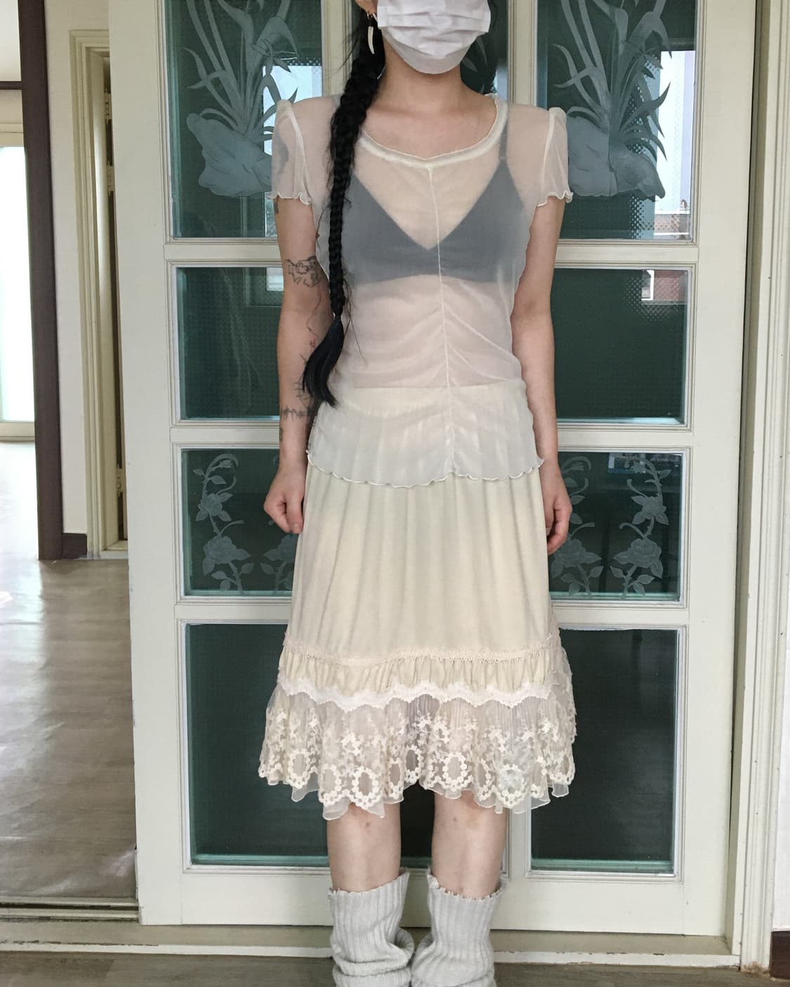 Shirring point see through top 상품이미지4