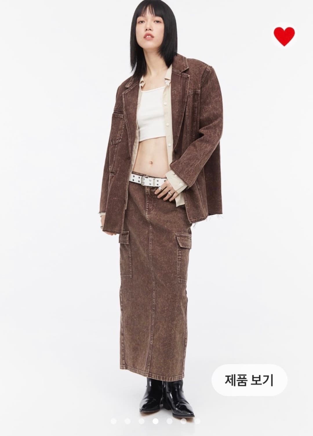 h&m 오버사이즈 데님 브라운자켓  상품이미지4
