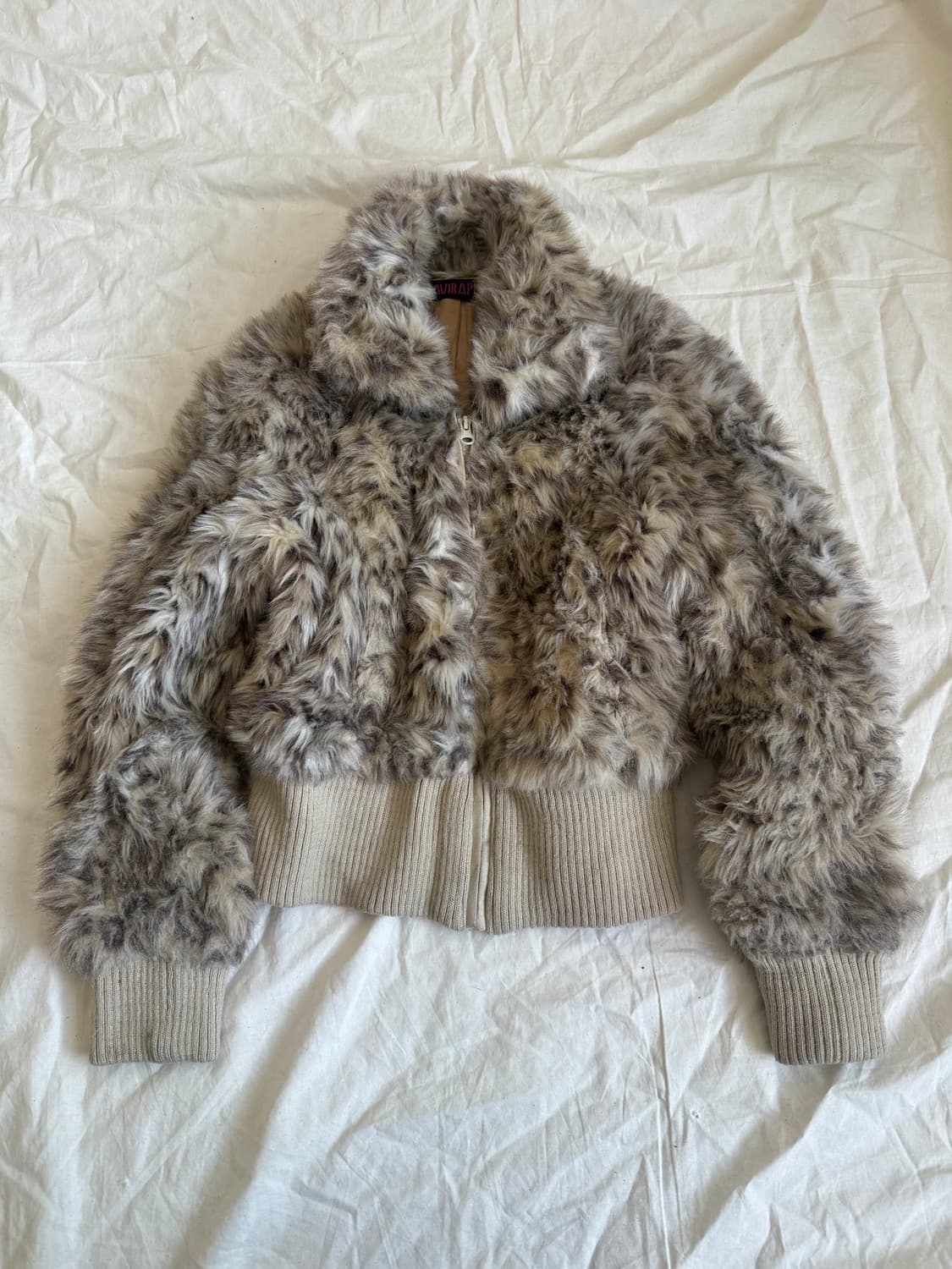 나나펑크 갸루 호피 세미크롭 호피 퍼 집업 상품이미지1