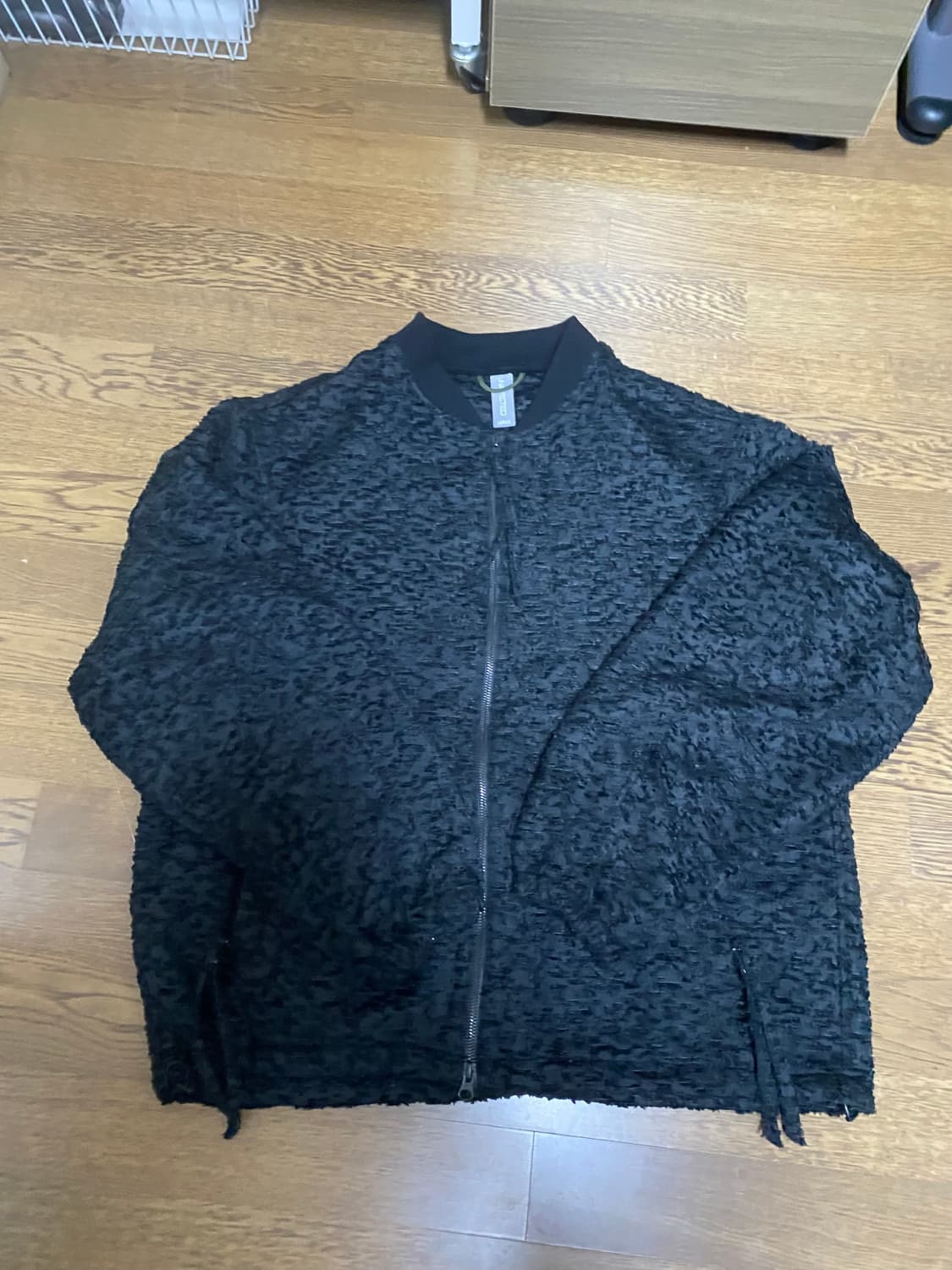 언어펙티드  샤기 부클 텍스쳐 집업  자켓 L 블랙 상품이미지3