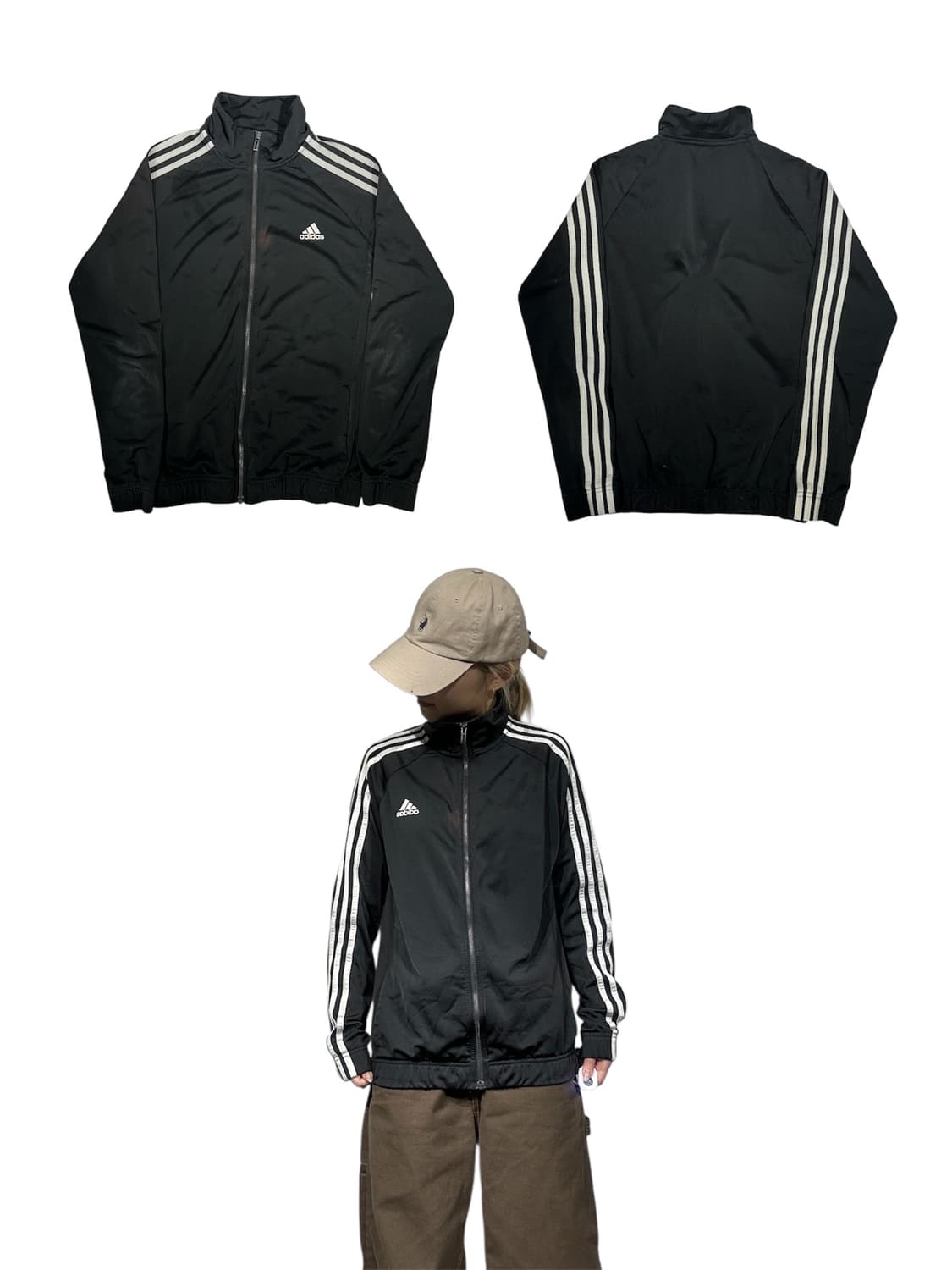 아디다스 블랙 화이트 삼선 스몰 로고 트랙탑 져지 M 상품이미지1