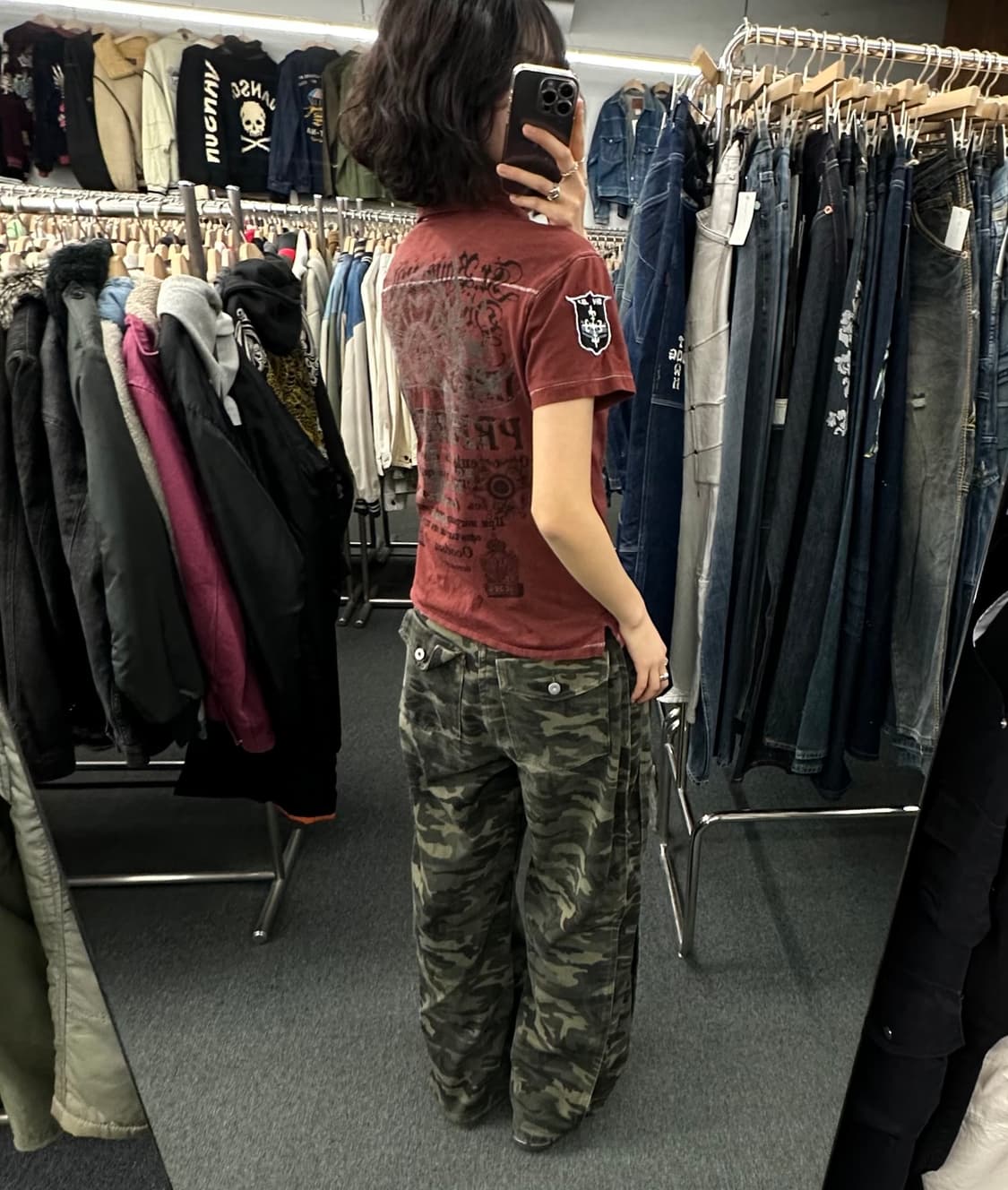 L)Point Zero 빈티지 Y2K 프린팅 패치 자수 카라 반팔 상품이미지3