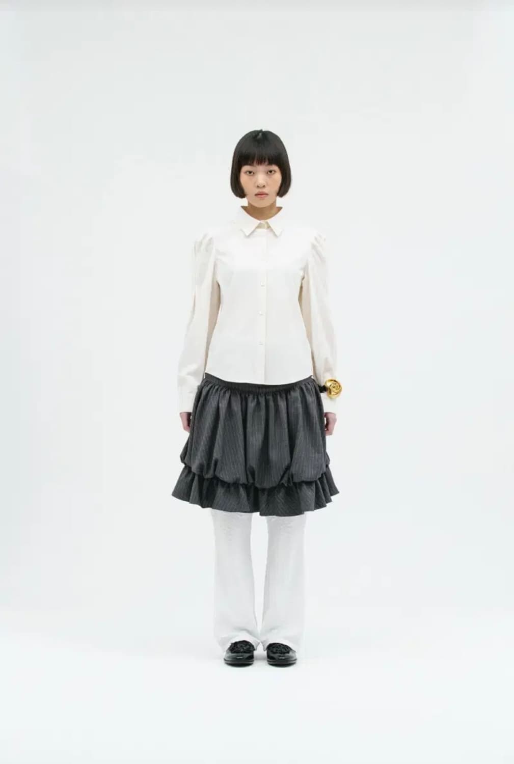 생긴스튜디오 벌룬 셔링 스트라이프 스커트 사이즈 2 상품이미지1