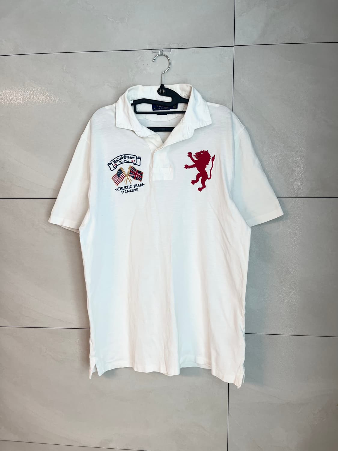 폴로 랄프로렌 사자 자수 빅로고 반팔 카라 셔츠 화이트 [M] 상품이미지4