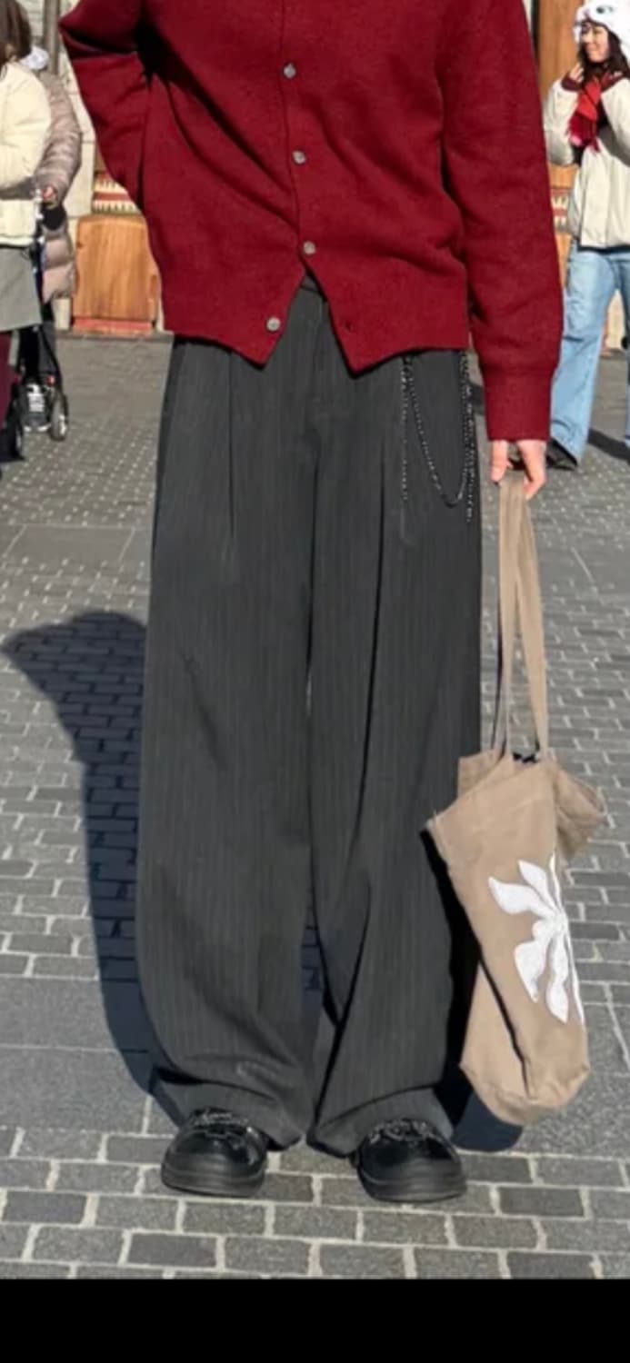 비긴 202 스트라이프 팬츠 (챠콜) 상품이미지6