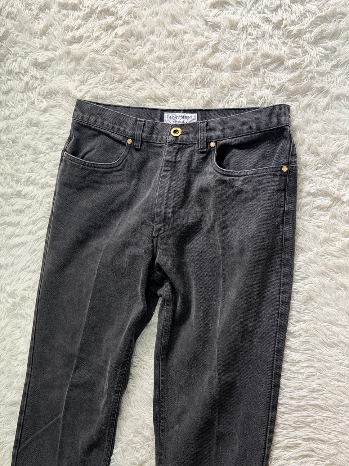 [Made in Italy] 입생로랑 리브고쉬 빈티지 로고 자수 데님 팬 상품이미지1