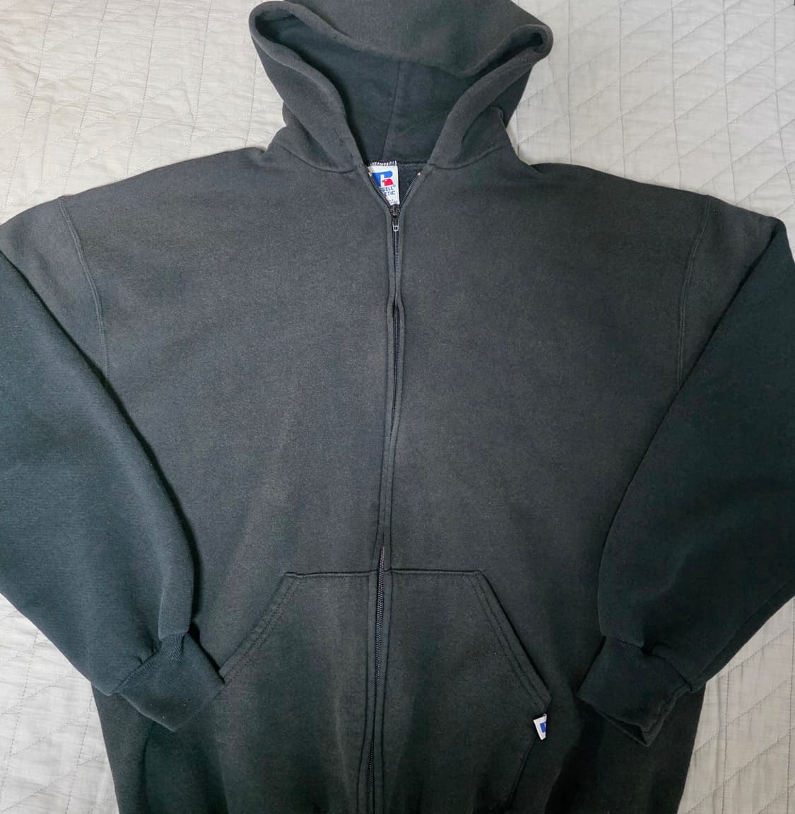 [XL] 90s 빈티지 러셀 애슬레틱 후드집업 블랙 ver.크레이지페이딩 상품이미지1