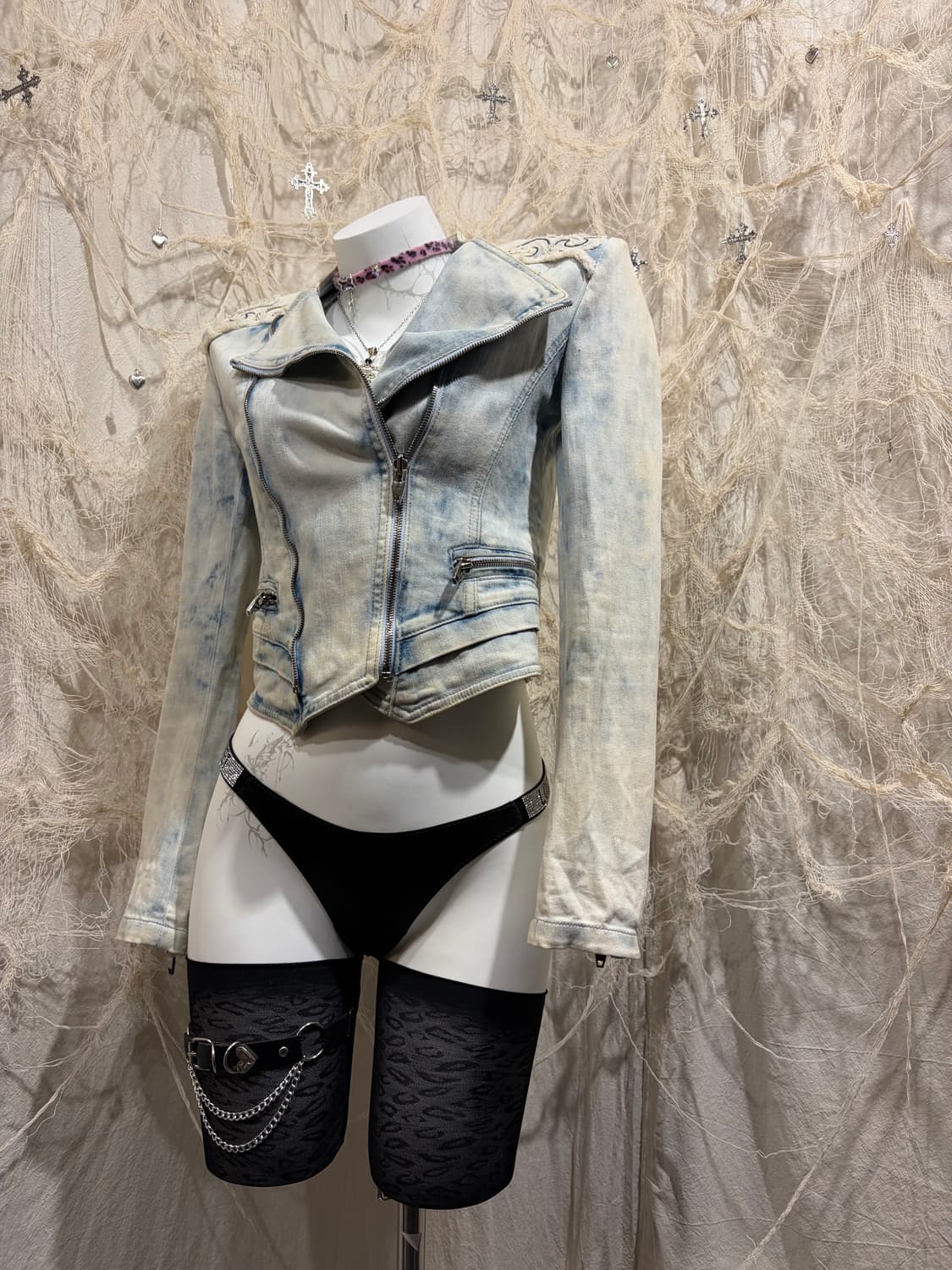 Oriental cubic washing crop zip  jacket 상품이미지6