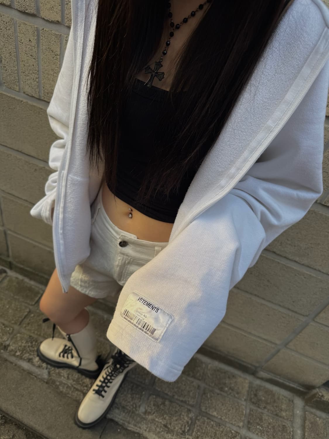 베트멍 18S/S 컬렉션 올 화이트 라벨 후드집업 상품이미지5