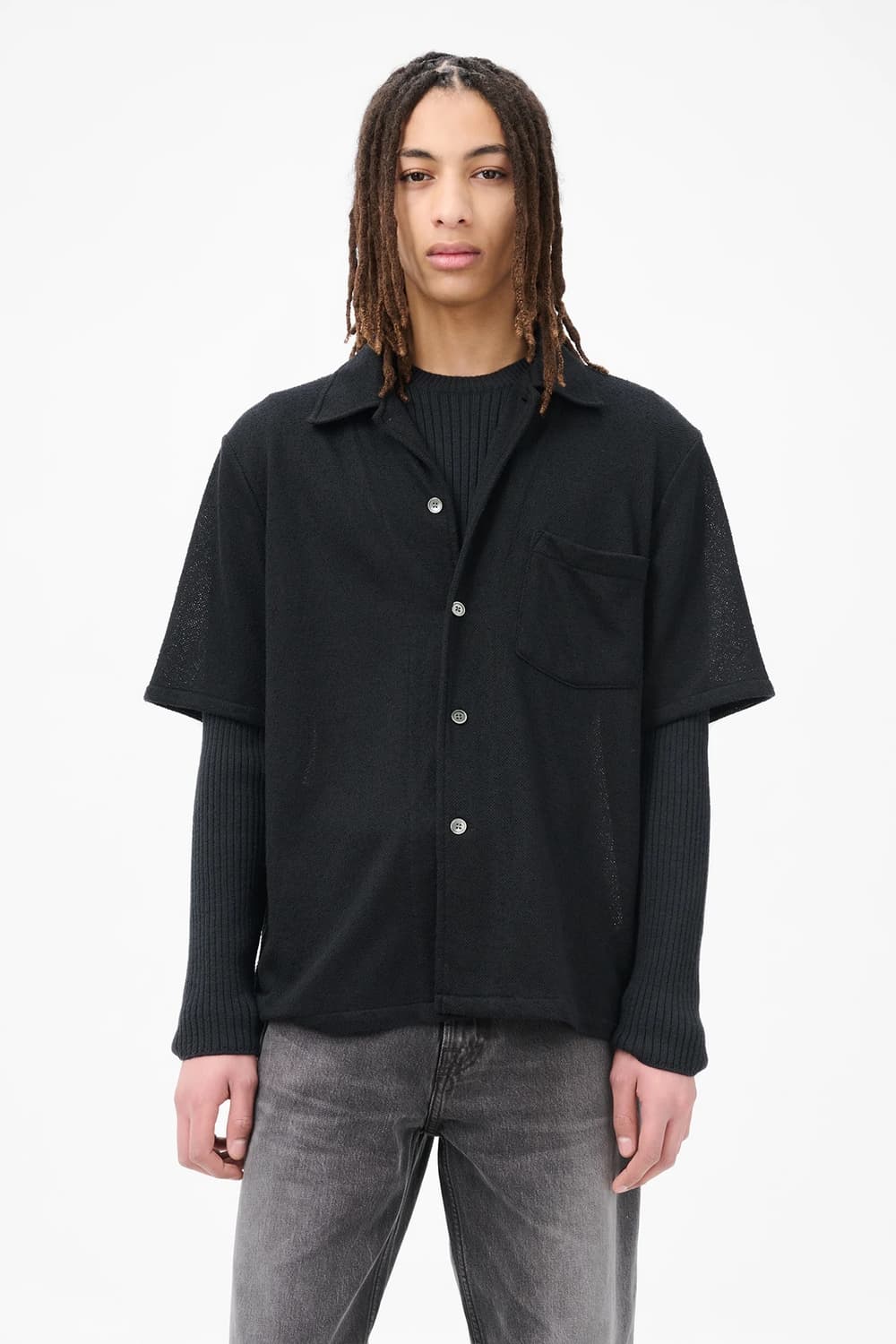 아워레가시 박스 셔츠 숏슬리브 블랙 부클레 48사이즈 상품이미지1