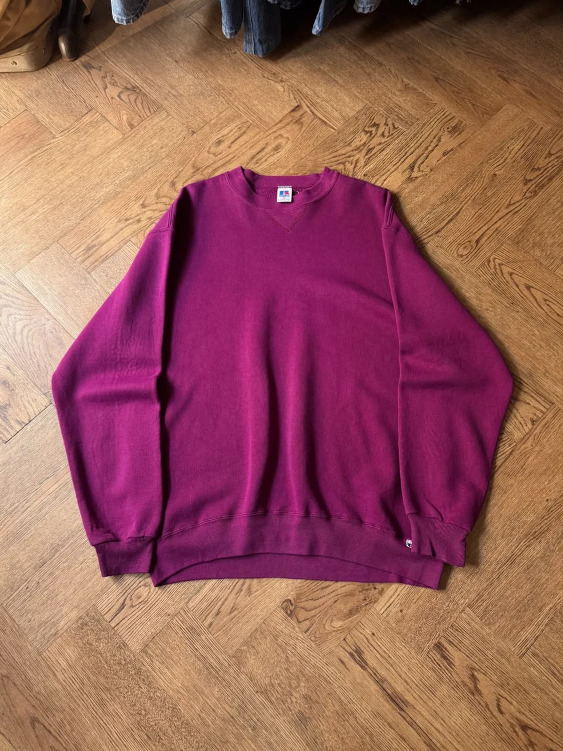 [XL]90's 러셀 Made in USA 플럼 플레인 스웻셔츠 상품이미지1