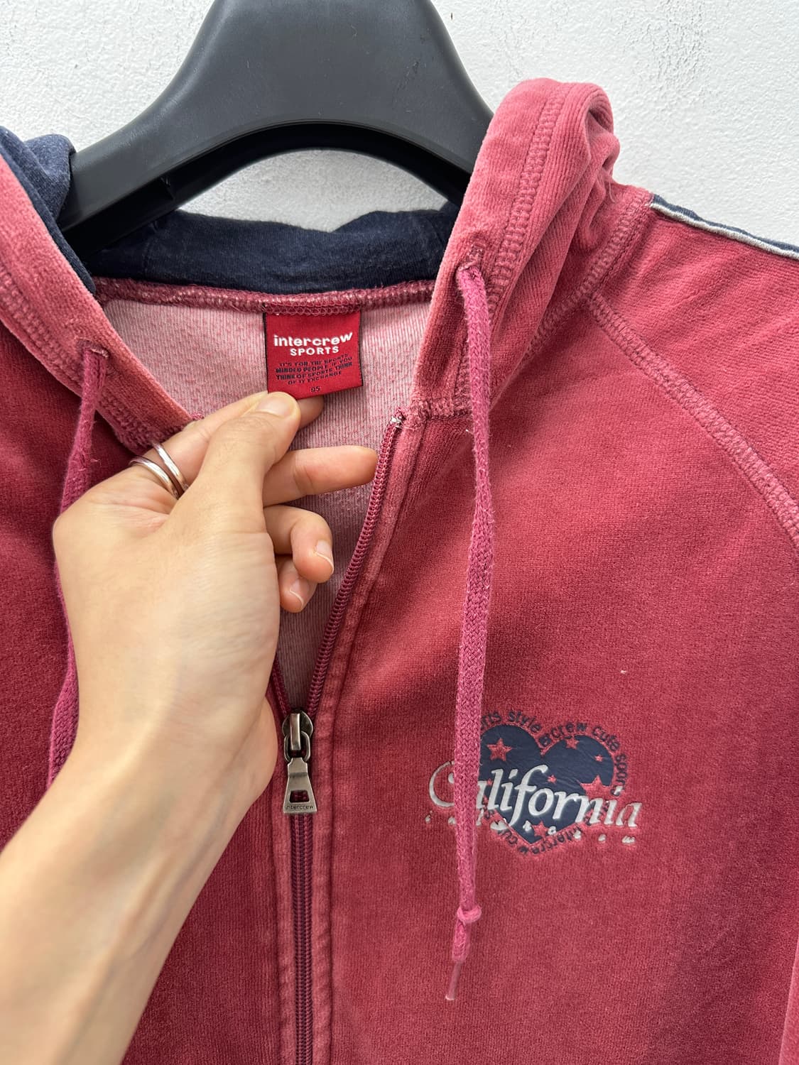 INTERCREW velvet hood zip up 상품이미지7