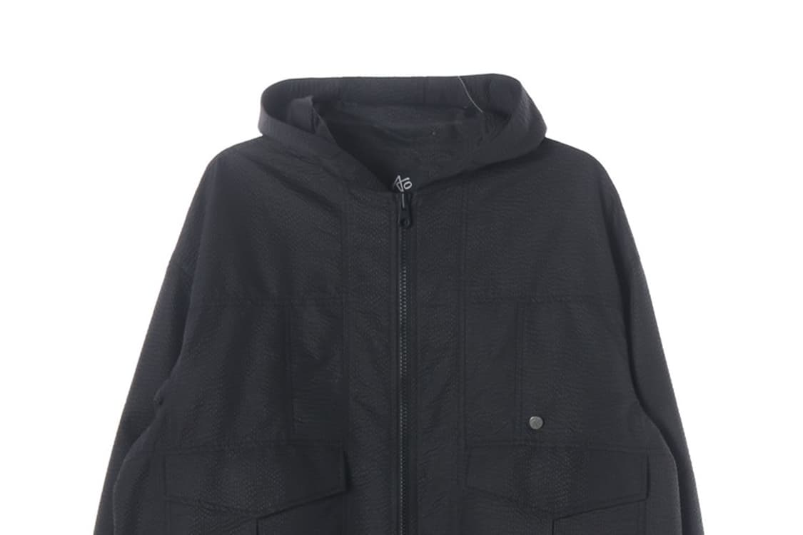 애드오프 시어서커 스트링 후드 점퍼 블랙 M 상품이미지3