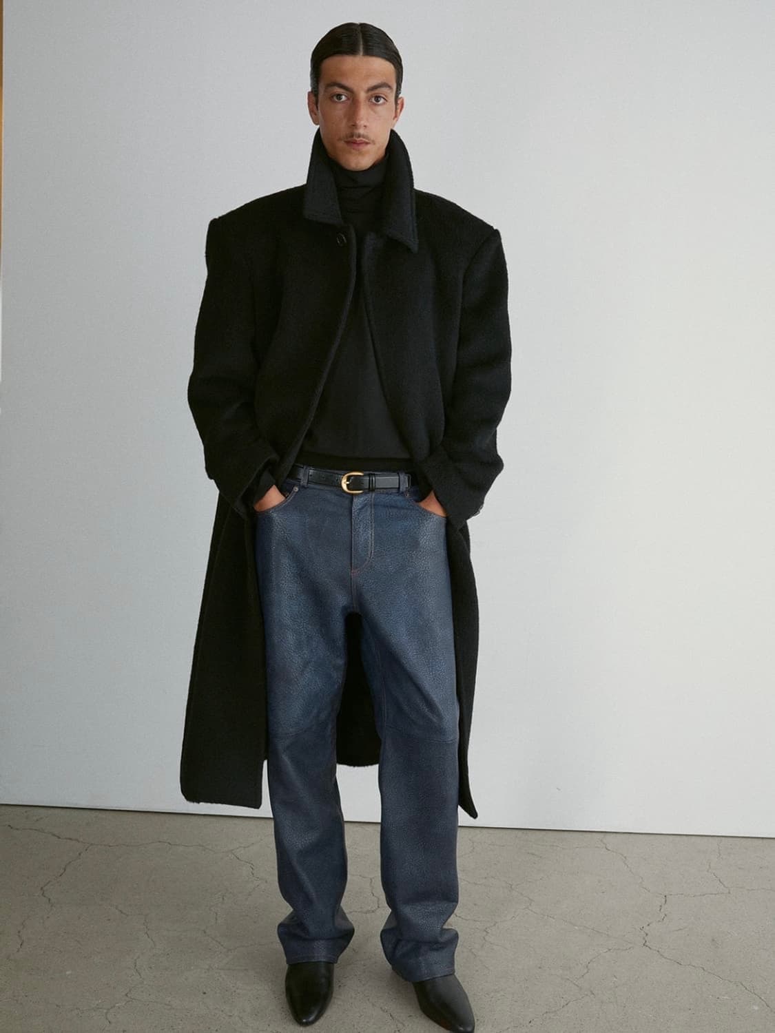 [L] 렉토 라마 울 블렌드 발마칸 코트 블랙 상품이미지2