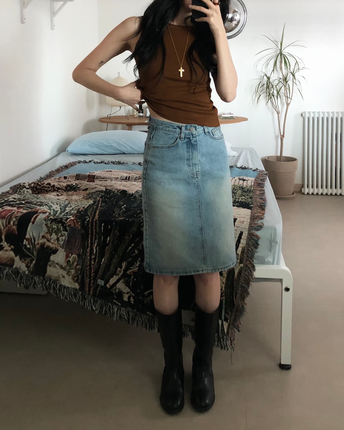 프랭크 SHORE MIDI DENIM SKIRT 상품이미지1