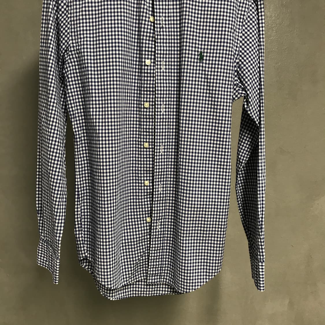 폴로 랄프로렌 깅엄 체크 셔츠 네이비 S 상품이미지3