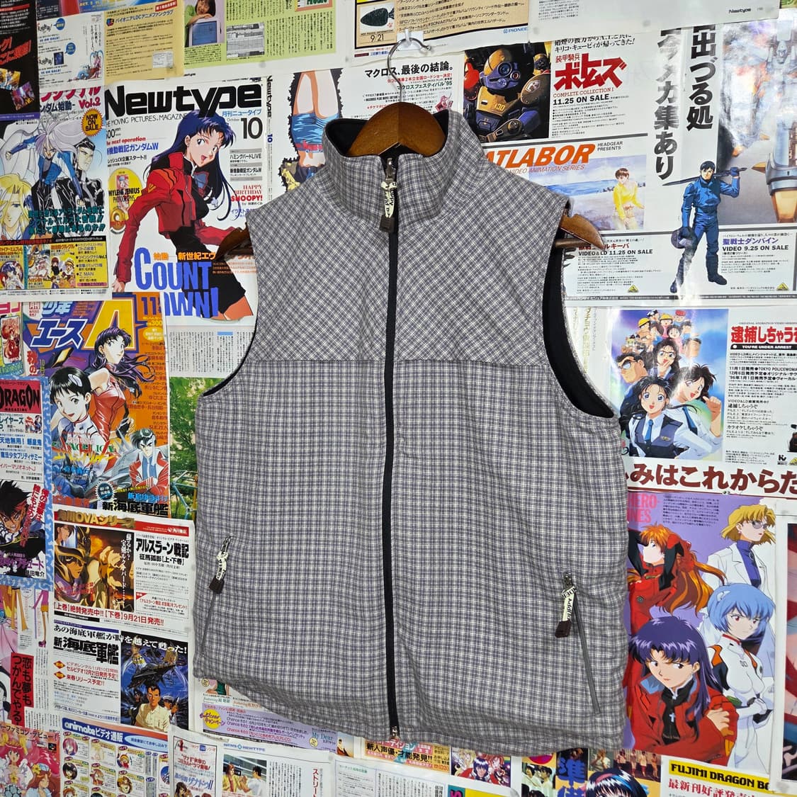 JPN 리버시블 체크 집업 베스트 상품이미지2