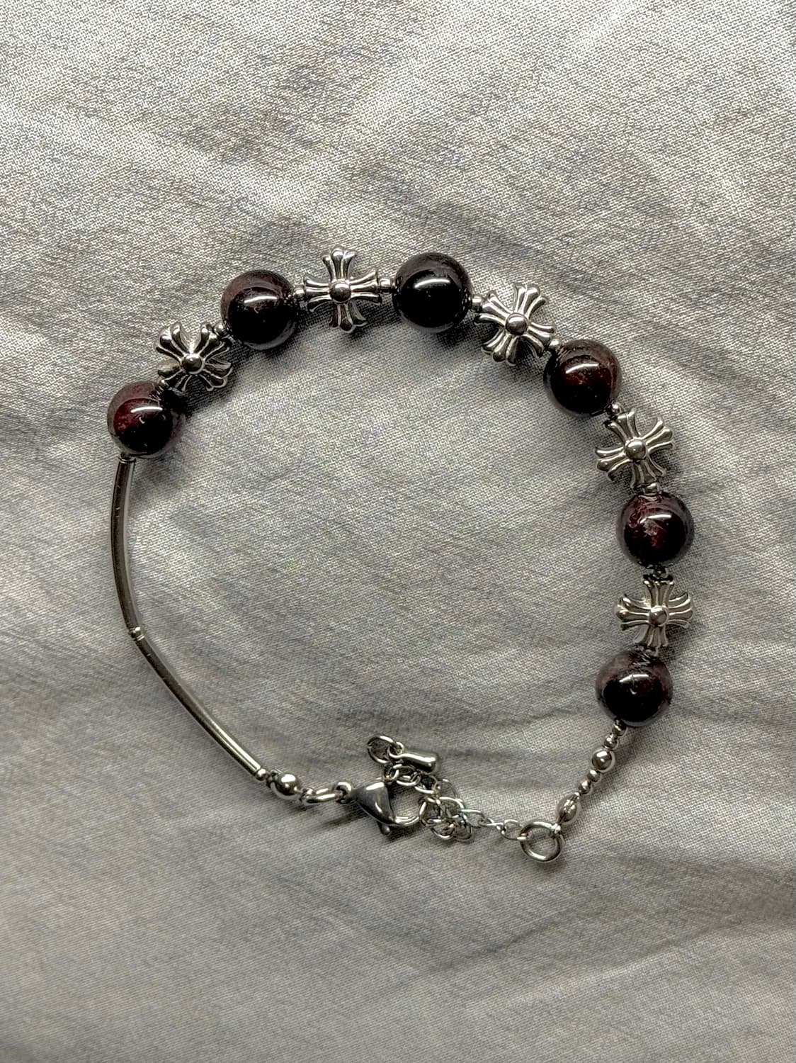 천연석 가넷 써지컬 크롬십자가 원석팔찌 상품이미지1