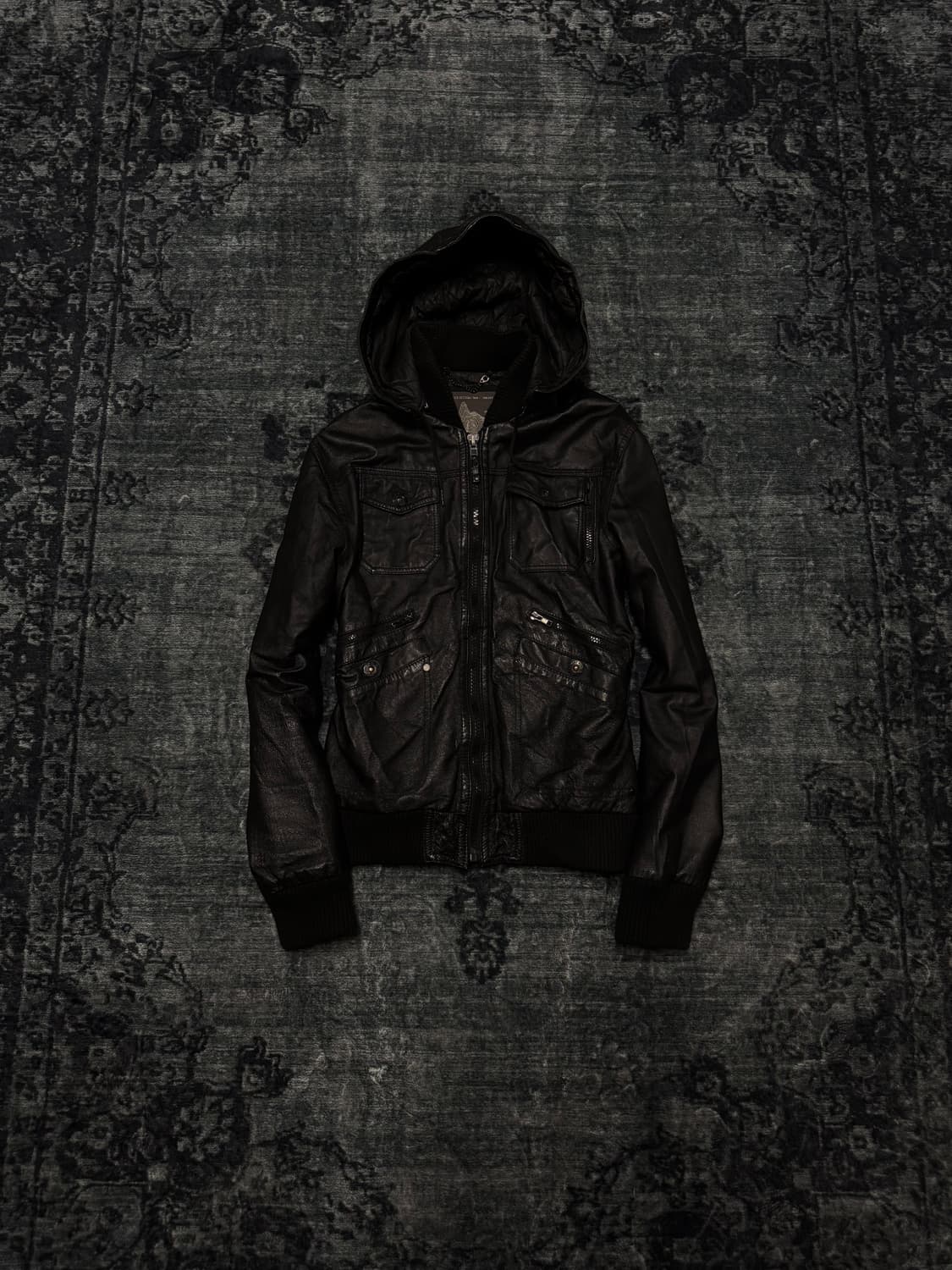 River island hood gimmick leather jacket 상품이미지1