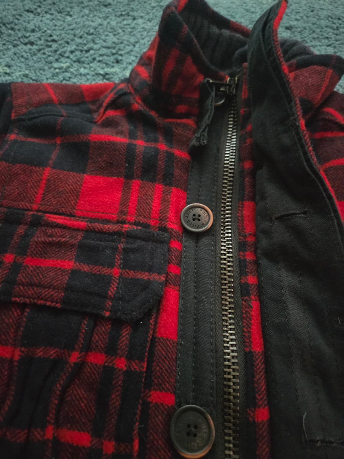 아베크롬비 빈티지 버팔로 헤비 울 체크 코트 필드자켓 레드 표기M사이즈 상품이미지2