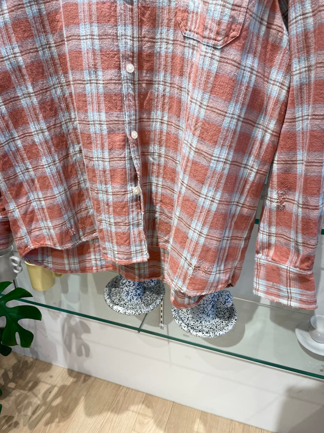 카미야 distressed check shirt hoodie 상품이미지4