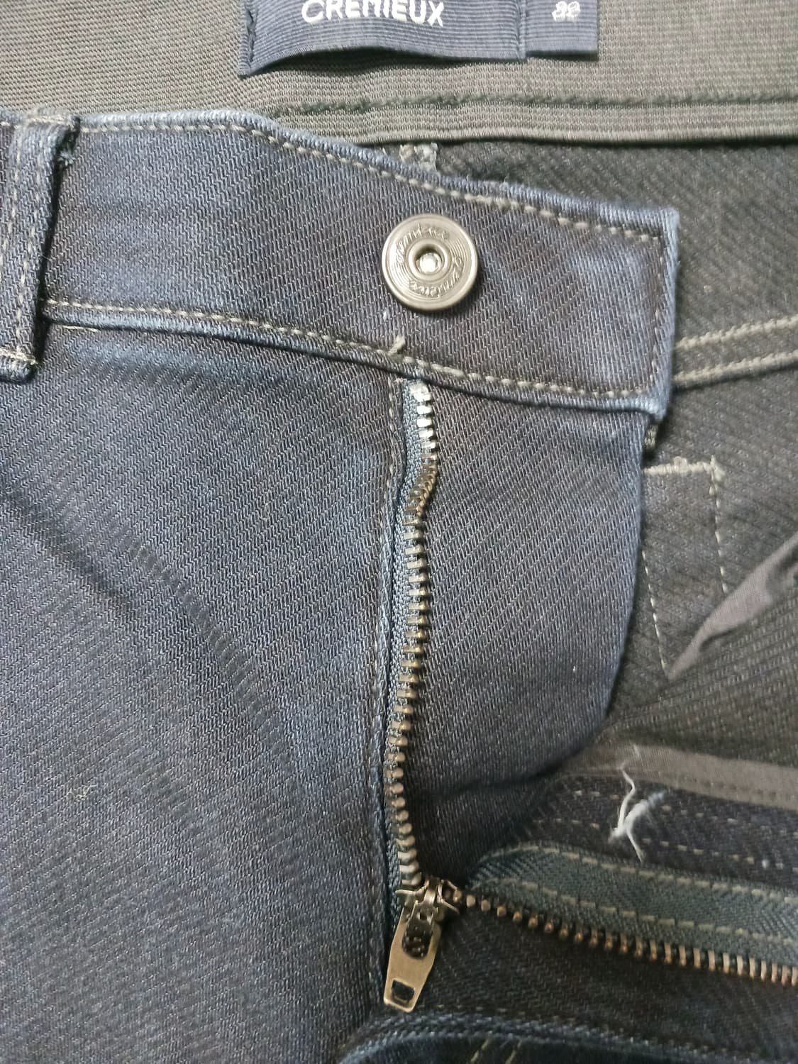 [32] 다니엘 크레뮤 진청생지 기모 밴딩 스트레이드진 청바지 상품이미지6