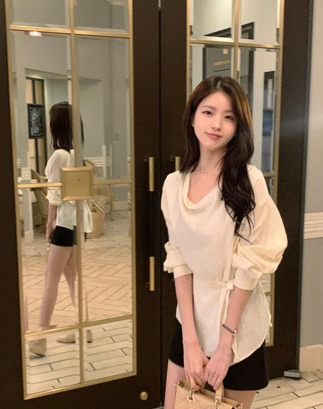 퍼빗 잔느 드레이프 랩 리본 블라우스 여성 블라우스 상품이미지5