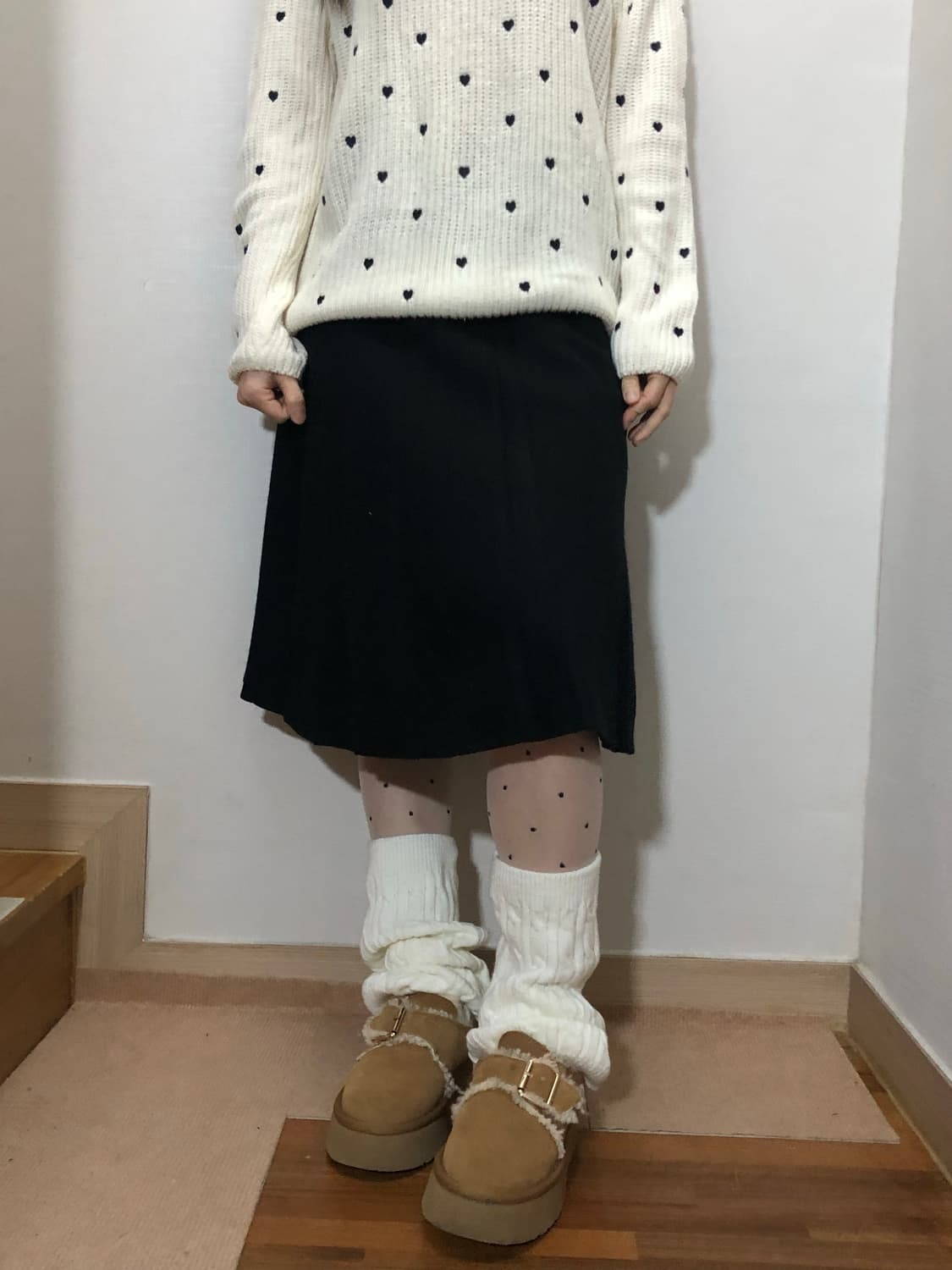 빈티지 블랙 플리츠 미디 스커트 상품이미지5