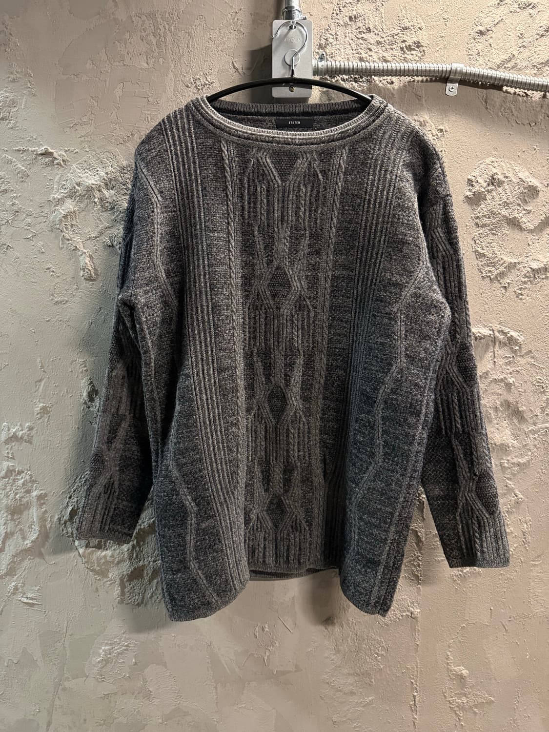 90 시스템 SYSTEM 케이블 니트 스웨터 그레이 상품이미지1