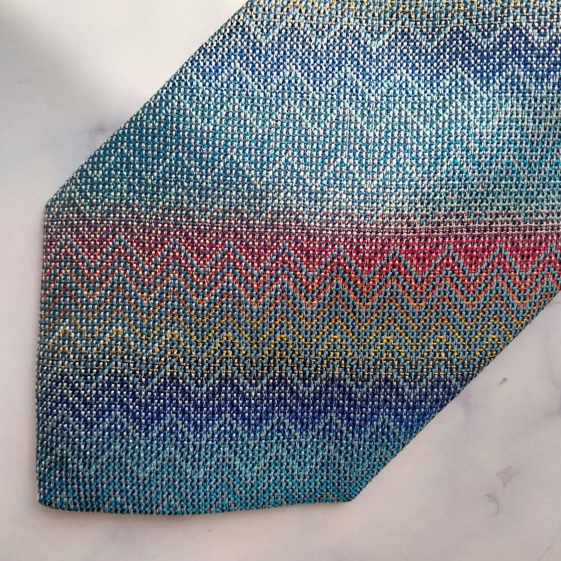 미쏘니 실크 블루 믹스 패턴 넥타이 9.3cm A+~A등급 K2493 상품이미지6