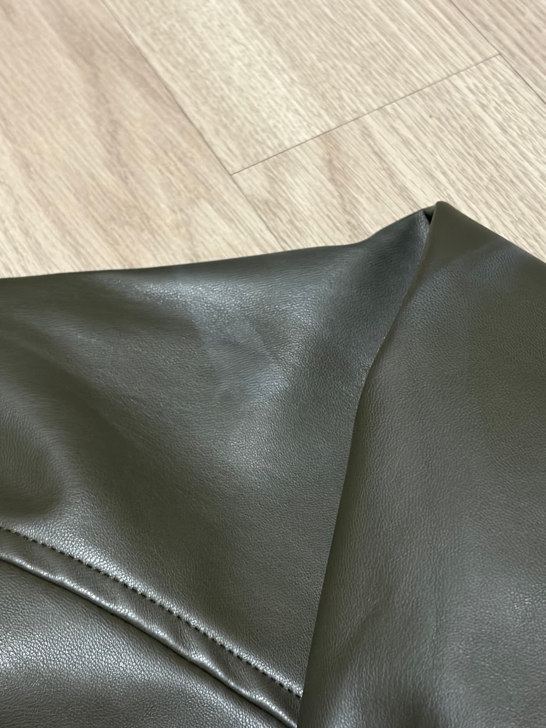 에이블리 카키 레더 자켓 m 상품이미지2