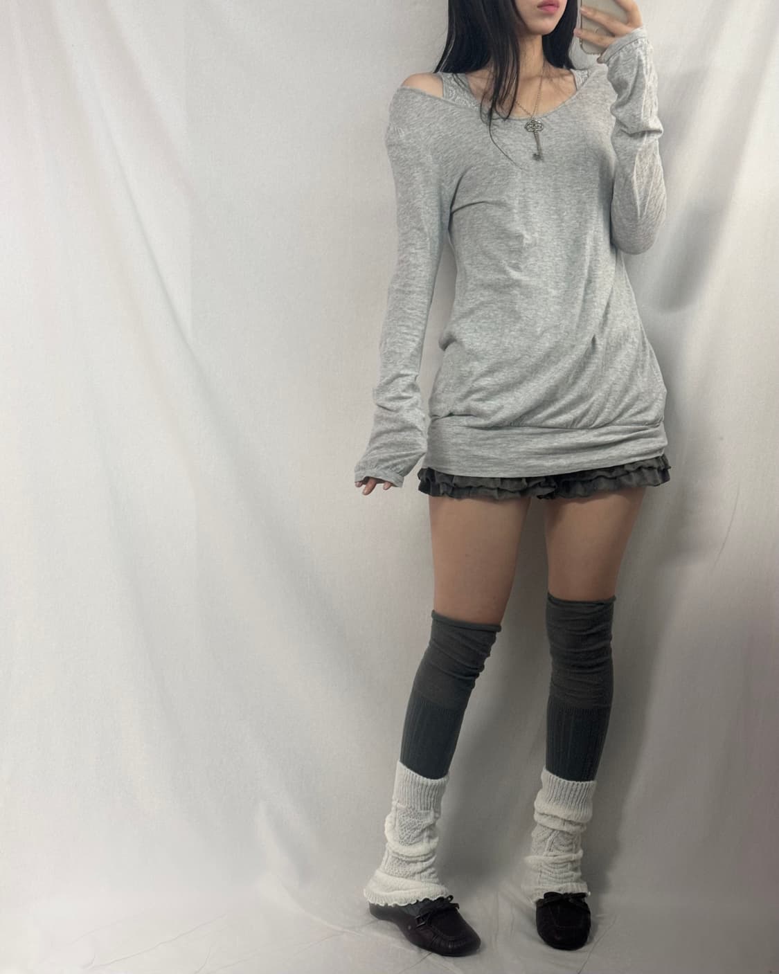 플라워 레이스 셔링 넥 슬리브리스 상품이미지9