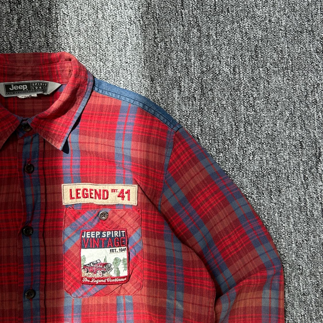 Jeep 버건디 패치로고 아메카지 셔츠 상품이미지3