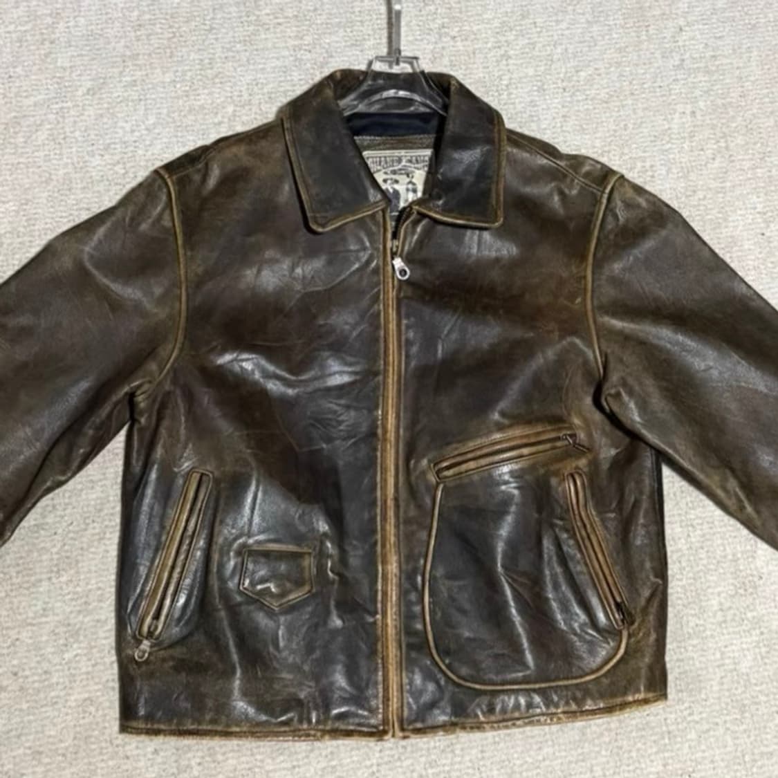 헤비 오일 왁스 카우하이드 레트로 라이더 자켓 상품이미지1