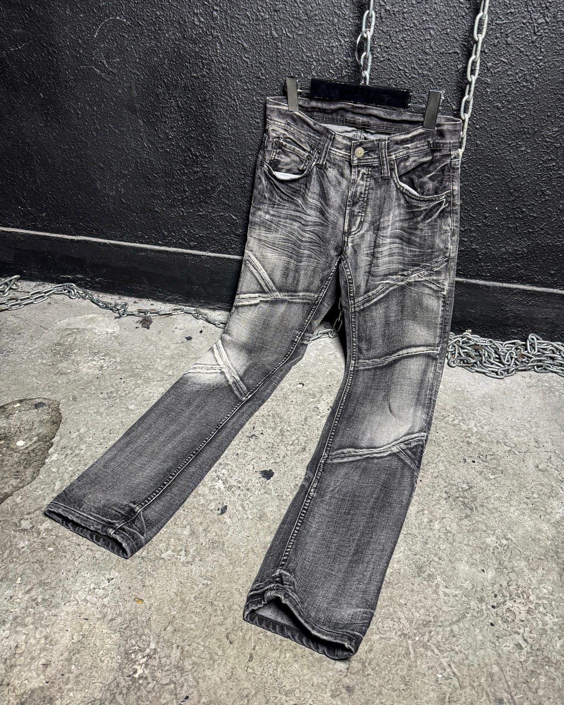 Gray Faded Panel Denim Pants  상품이미지1