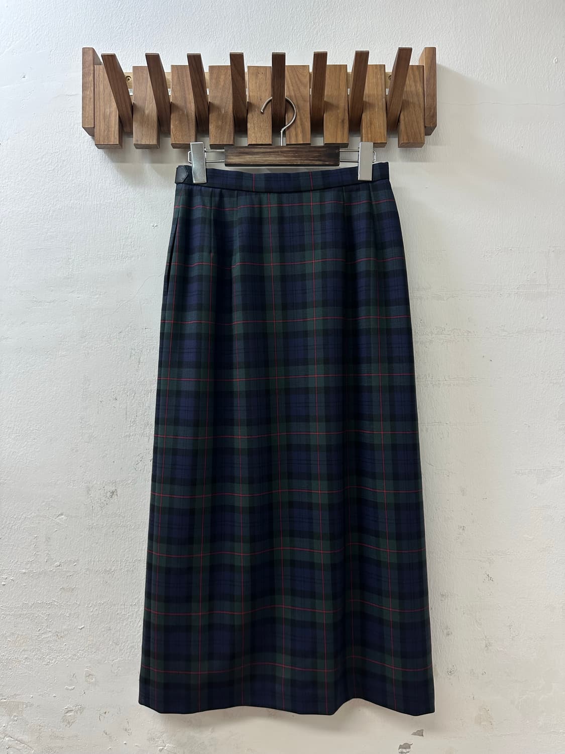일본빈티지 NewYorker 뉴요커 뉴 울 100% 타탄체크 랩 스커트 상품이미지1