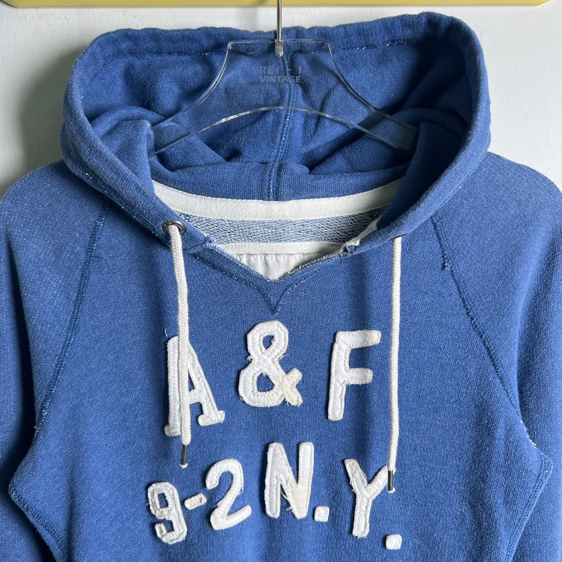 아베크롬비 빈티지 블루 센터 로고 후드티 S 상품이미지4