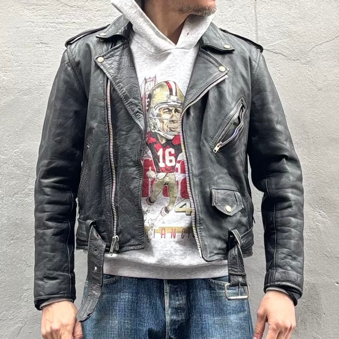 올드 레더 더블 라이더 자켓 상품이미지8